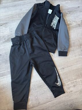 Nike Kids Black Jacket & Joggers with Gray Sleeves